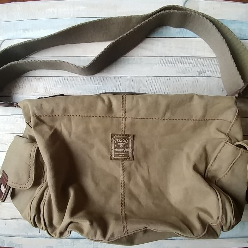 Fossil canvas purse shoulder bag adjustable